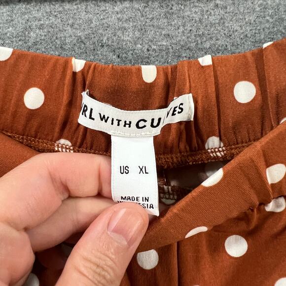 Girl With Curves Regular Wide Leg Printed Knit Pants Rust Dot, X-Large - Picture 3 of 9